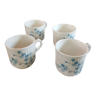 4 tasses à café myosotis en porcelaine