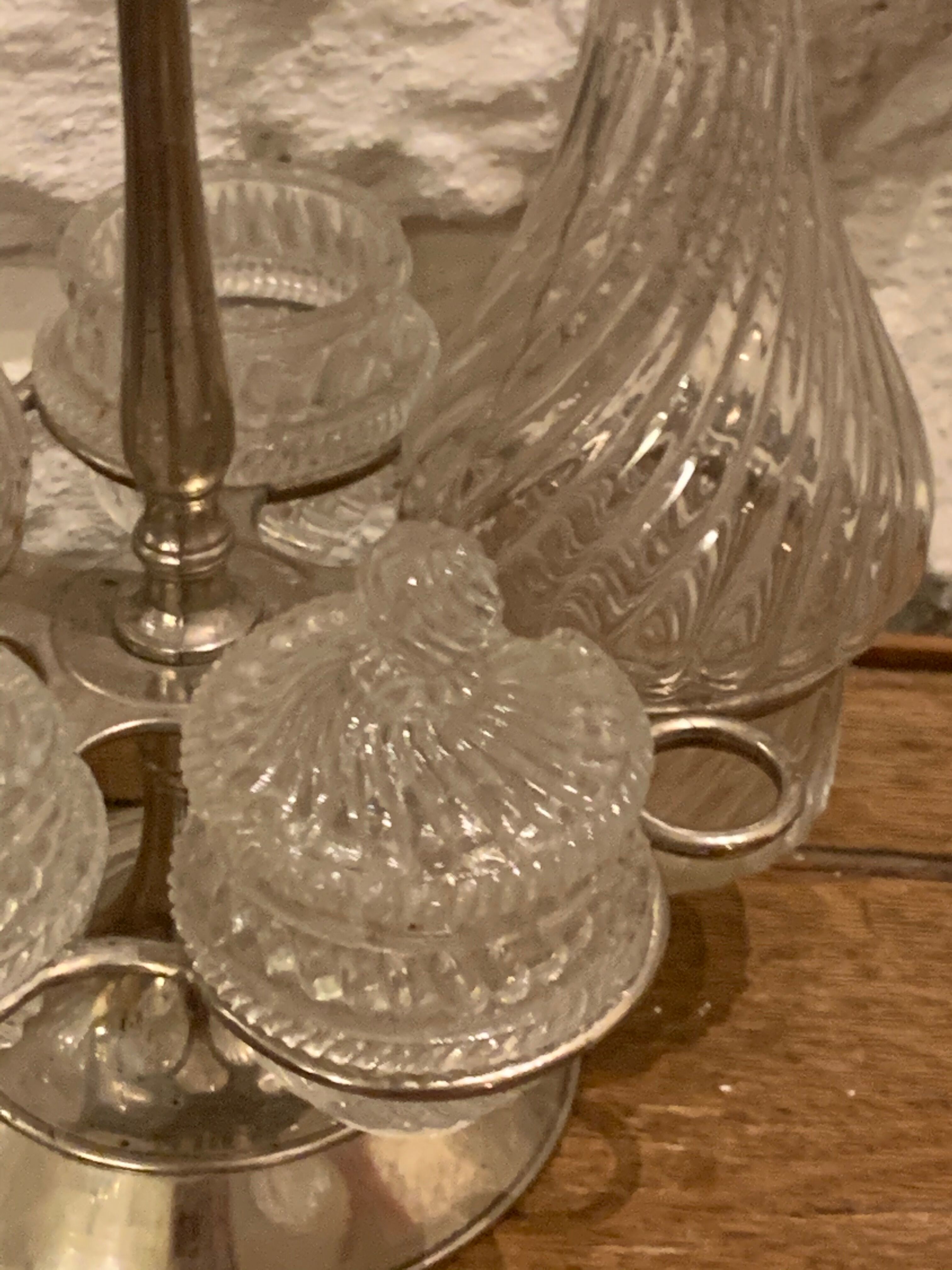 Full bottle bottles salt, pepper, mustard, oil and vinegar art deco