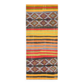 Tapis de couloir vintage turc Oushak fait main en laine et coton orange, années 1970