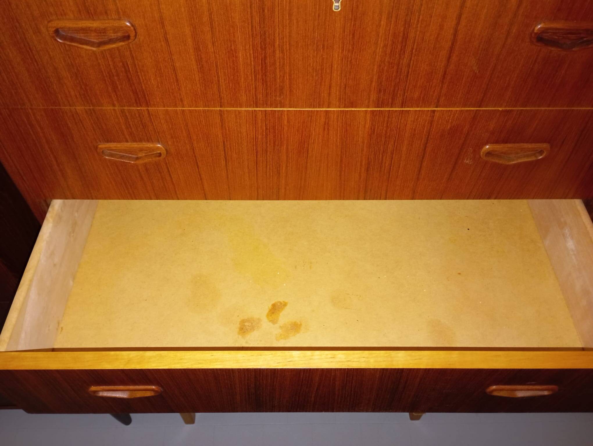 Scandinavian chest of drawers with three teak drawers from the 1960s.