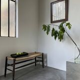 Oak and straw farm bench