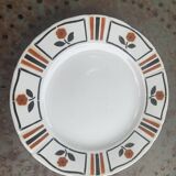 Set of 6 flat plates, Art Deco, Monaco model, K & G Lunevile,