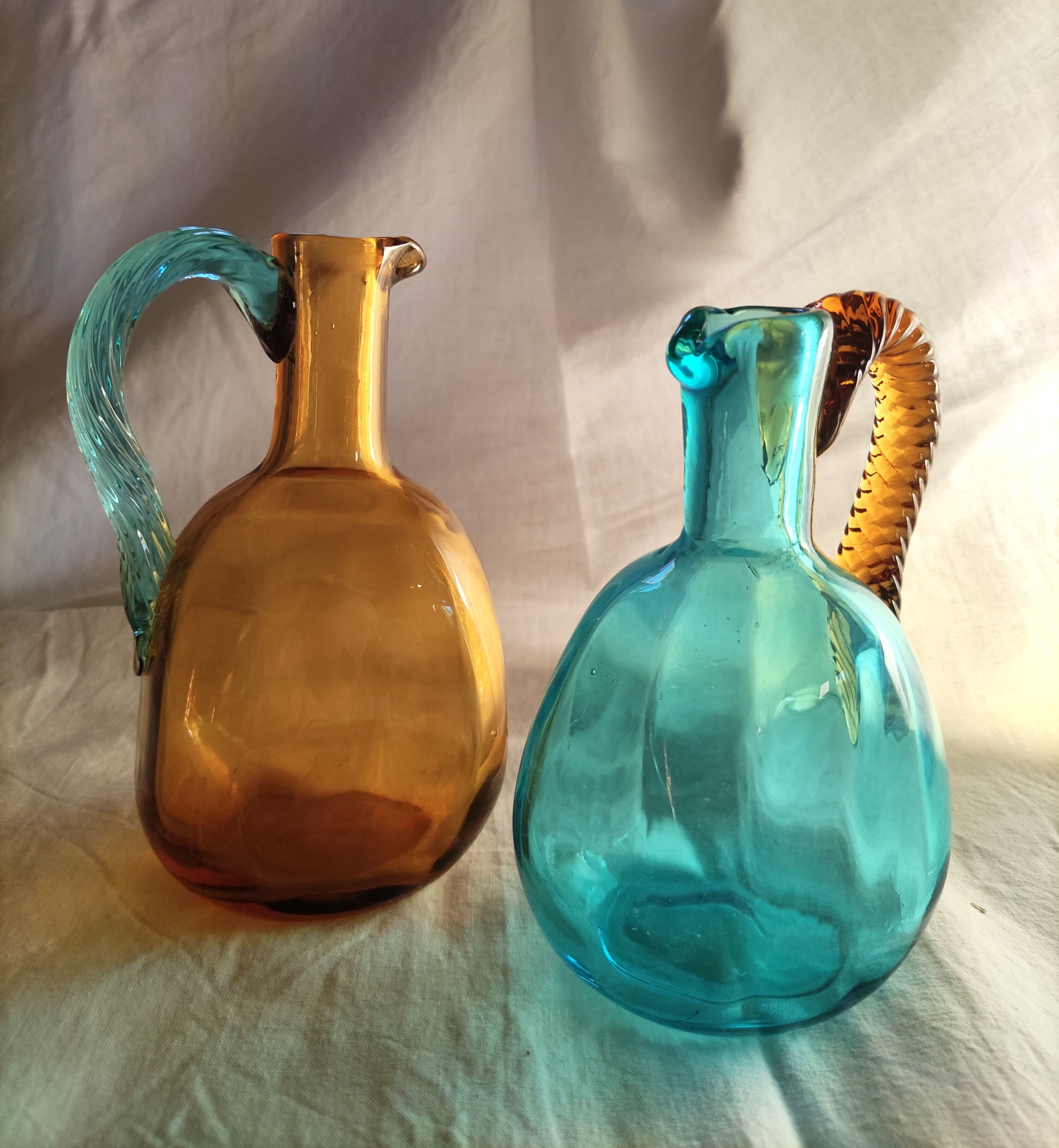 2 antique glass pitchers Georges Sand