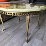 Marble and brass side coffee table