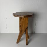 Midcentury brutalist artisanal rustic handcrafted stool, France 1960s