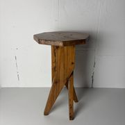 Midcentury brutalist artisanal rustic handcrafted stool, France 1960s