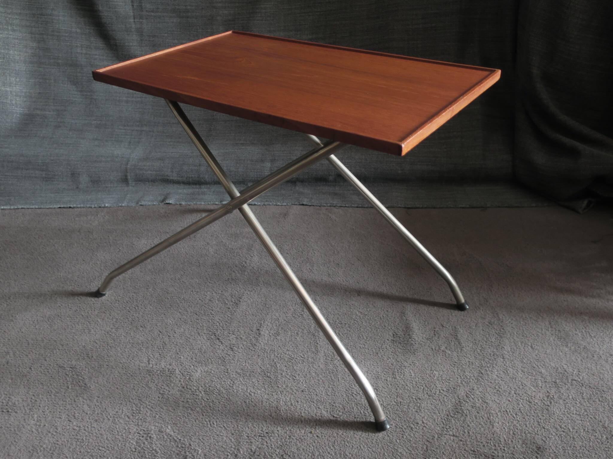 Danish teak and aluminium adjustable wine or side table, 1960s