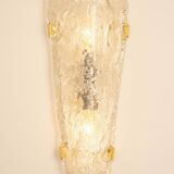 Set of 3 large angular wall sconces in Murano glass by Hillebrand, Germany, 1960s.