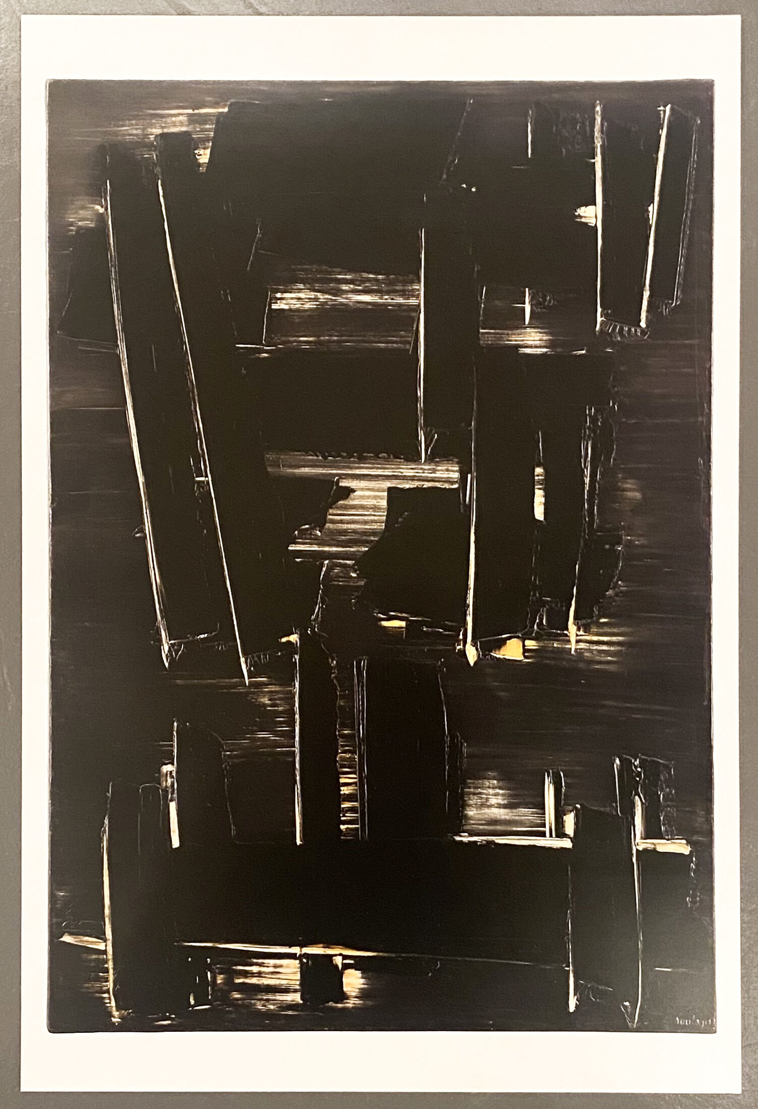 Pierre Soulages, offset printing after an oil on canvas, musée soulages, rodez