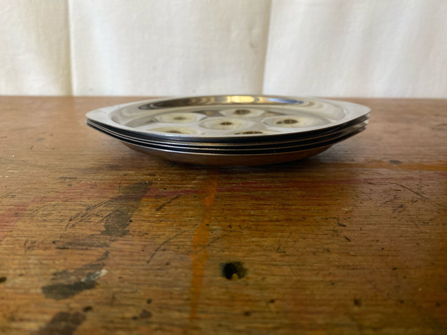 Set of 4 Snail Plates GUY DEGRENNE Stainless Steel Made in France Servic