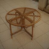 Vintage wicker rattan coffee table