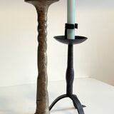 Pair of Brutalist Vintage Steel Candlesticks