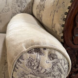 Mahogany wood/fabric bench circa 1900