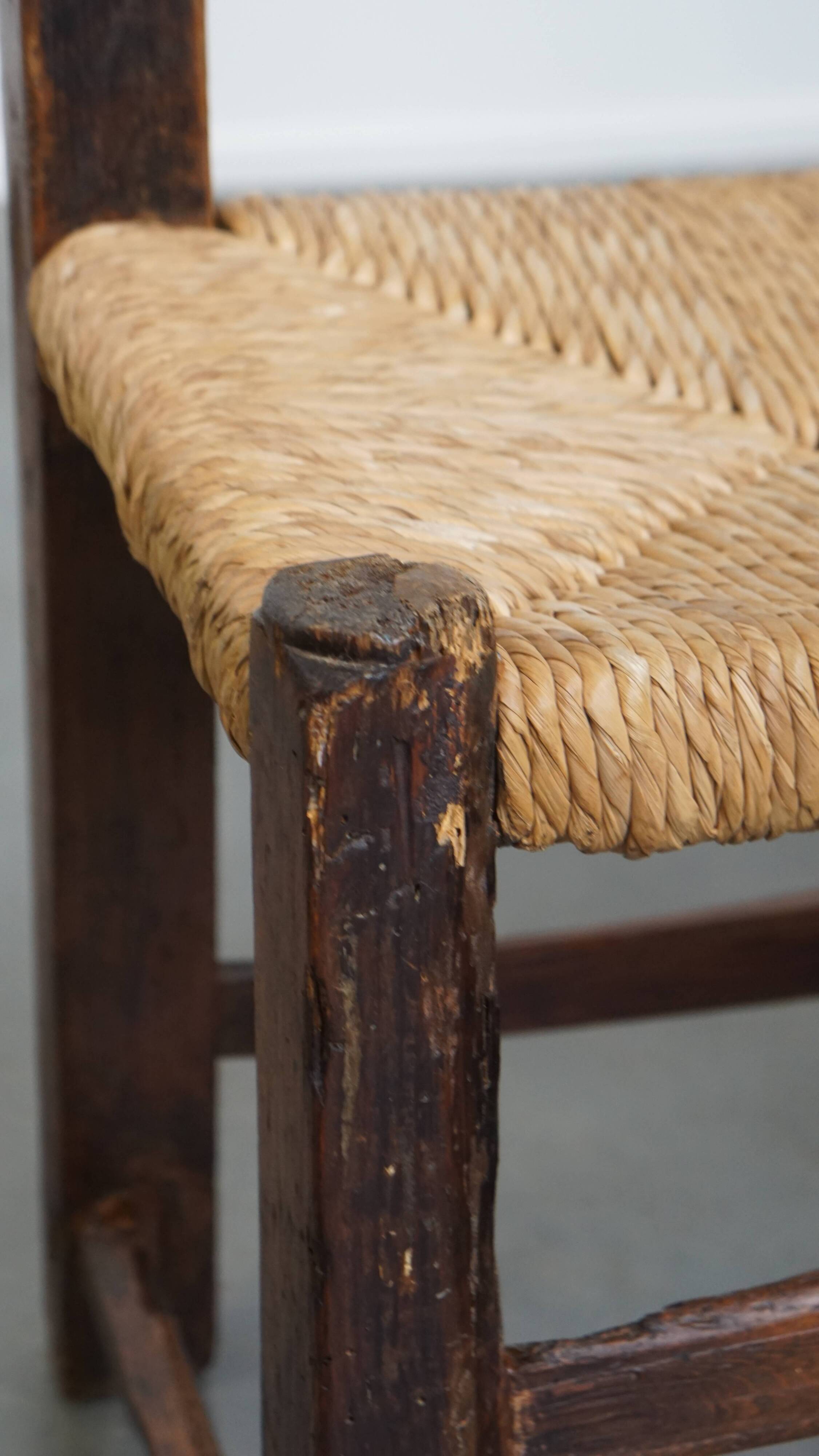 Antique Spanish Country Chairs with Woven Rush Seats