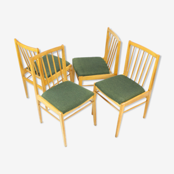 4 chaises de salle à manger blondes par drevospoj, tchécoslovaquie années 1960