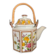 Teapot floral decoration on Japanese cloisonné background
