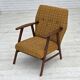1960s, Danish armchair, furniture wool fabric, teak wood, oak wood.