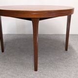 Scandinavian round extendable teak table, 60s-70s