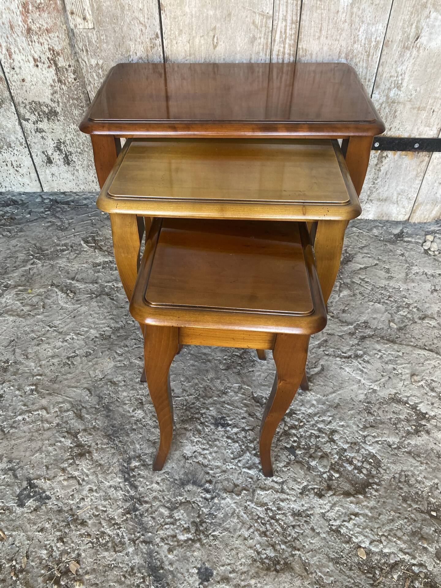 Set of 3 vintage louis xv style nesting tables