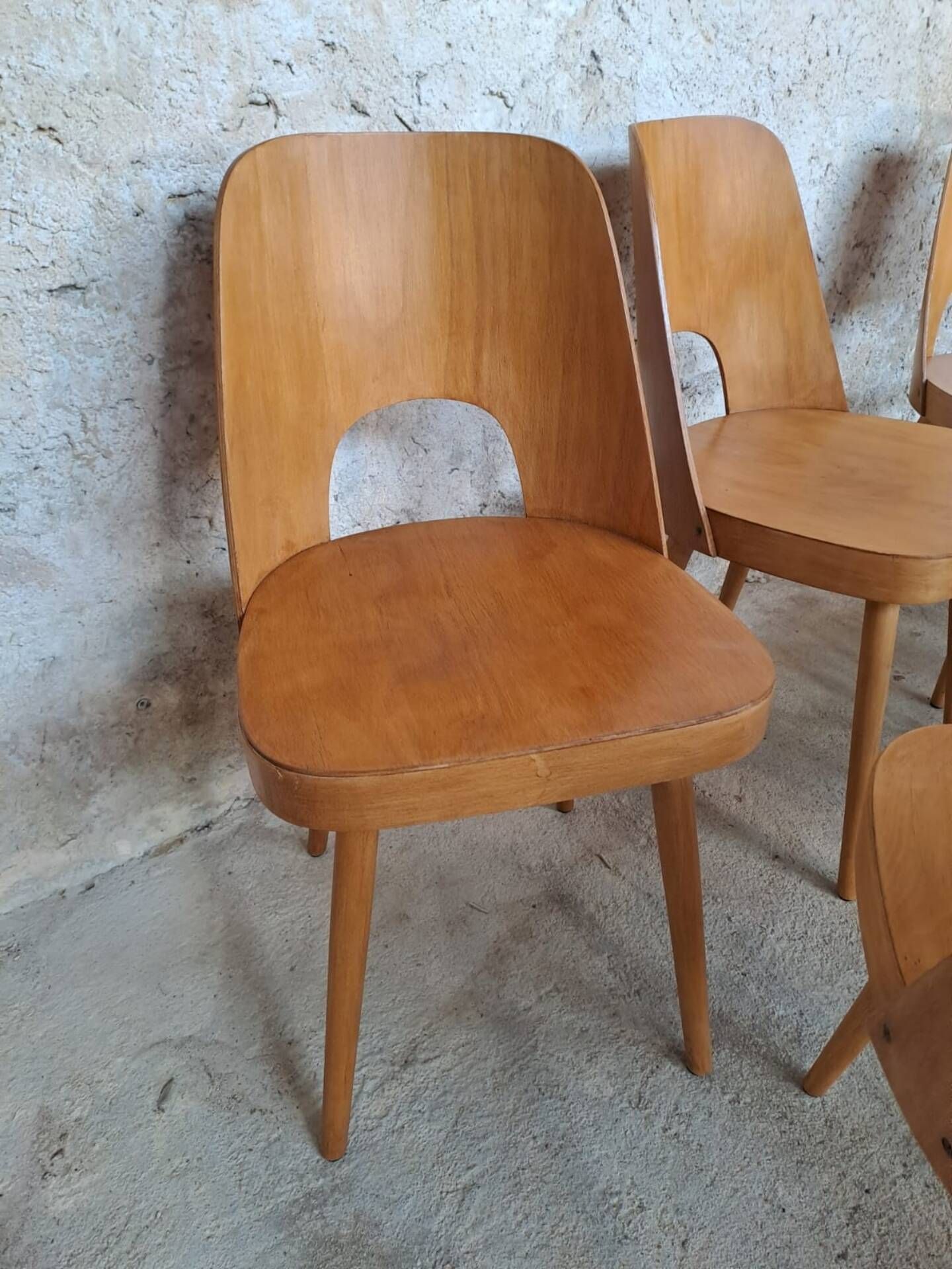 Set of 8 TON515 chairs by Oswald Haerdtl, Czech vintage 1955