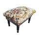 Wooden foot rest with its lid in vintage tapestry