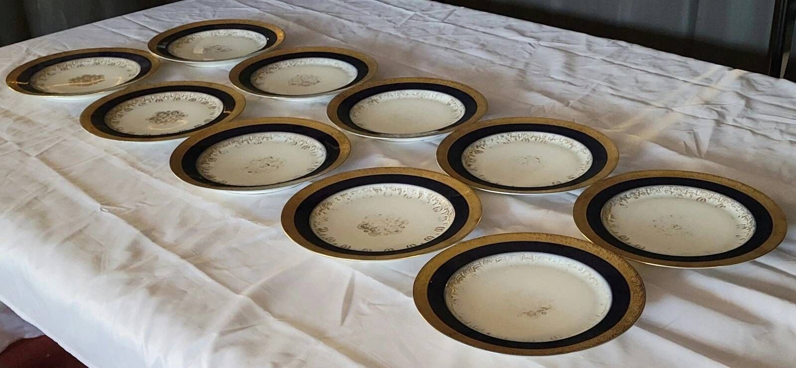 J. Pouyat Limoges: set of 10 fine porcelain plates, decorated