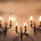 Set of 3 Empire style wall lights in bronze and gilded and green lacquered brass, Circa 1950.