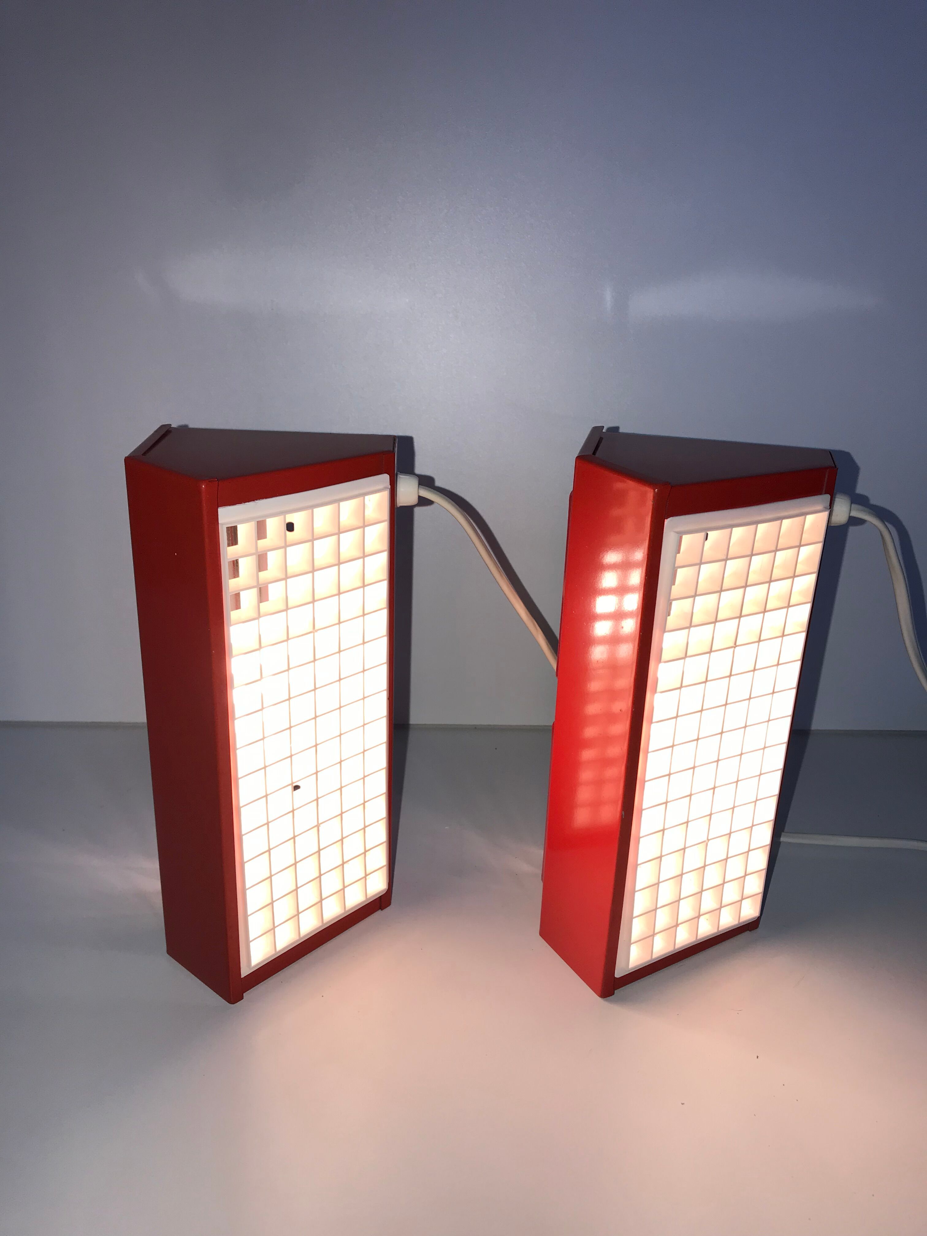 Pair of IKEA metal wall lights, type V204, red