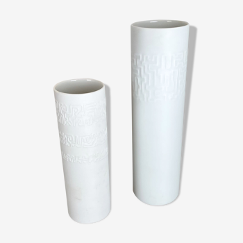 Ensemble de 2 vases abstraits en porcelaine par Cuno Fischer pour Rosenthal, Allemagne, années 1980