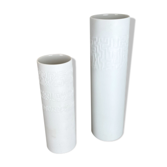 Ensemble de 2 vases abstraits en porcelaine par Cuno Fischer pour Rosenthal, Allemagne, années 1980