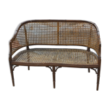 Banquette cannée en bois façon "bambou"