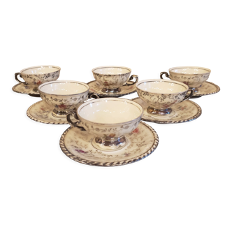 6 cups + vintage saucers Rudolf Wachter Bavaria