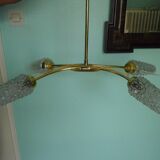 Four-light suspension with glass lampshade, diamond size, 1980.