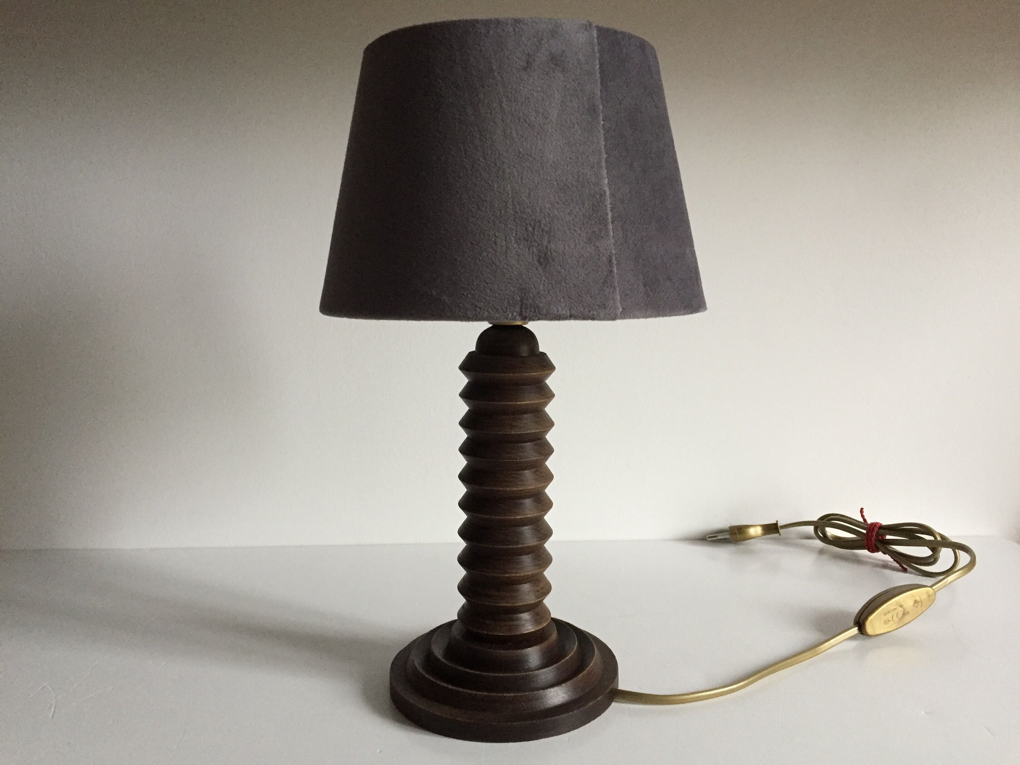 Vintage wood geometric lamp