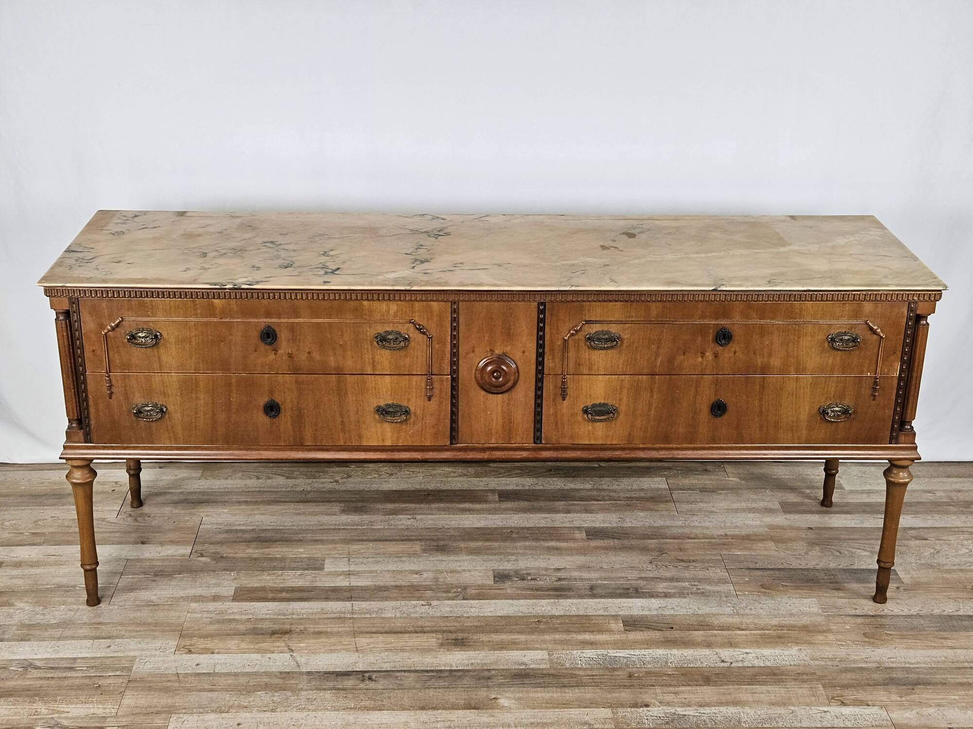 1980s chest of drawers with marble top and four drawers