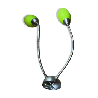 Articulated wall lamp poli po a2 green melon satin glass murano / chrome