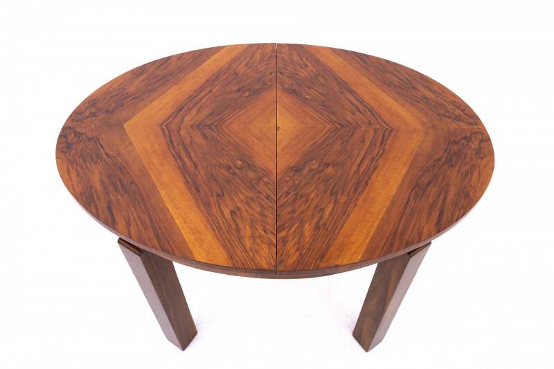 Oval Art Deco table from the 1940s, Poland. After renovation.