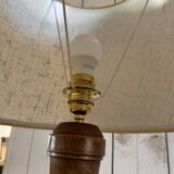 Turned wooden floor lamp