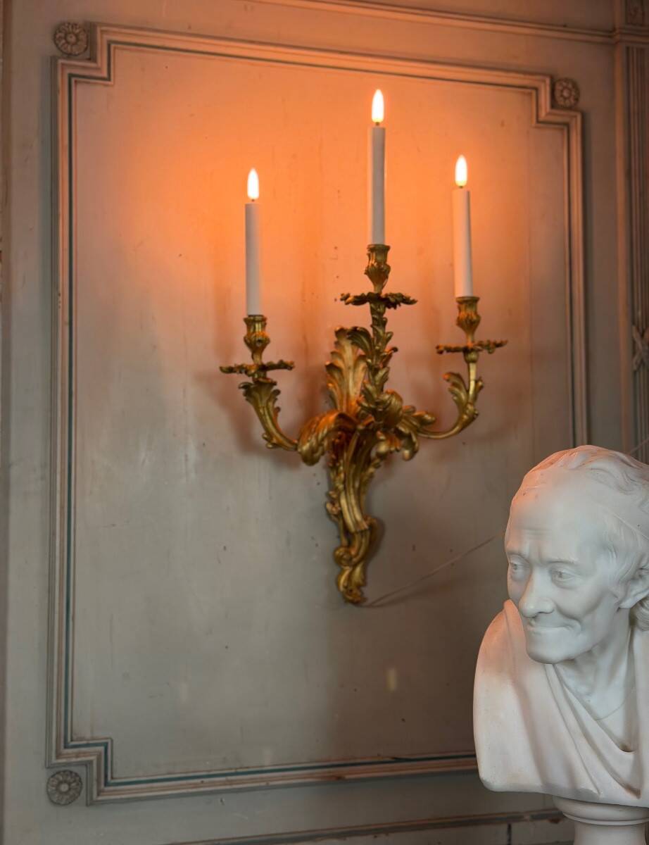 Pair of large wall sconces in Louis XV style circa 1880