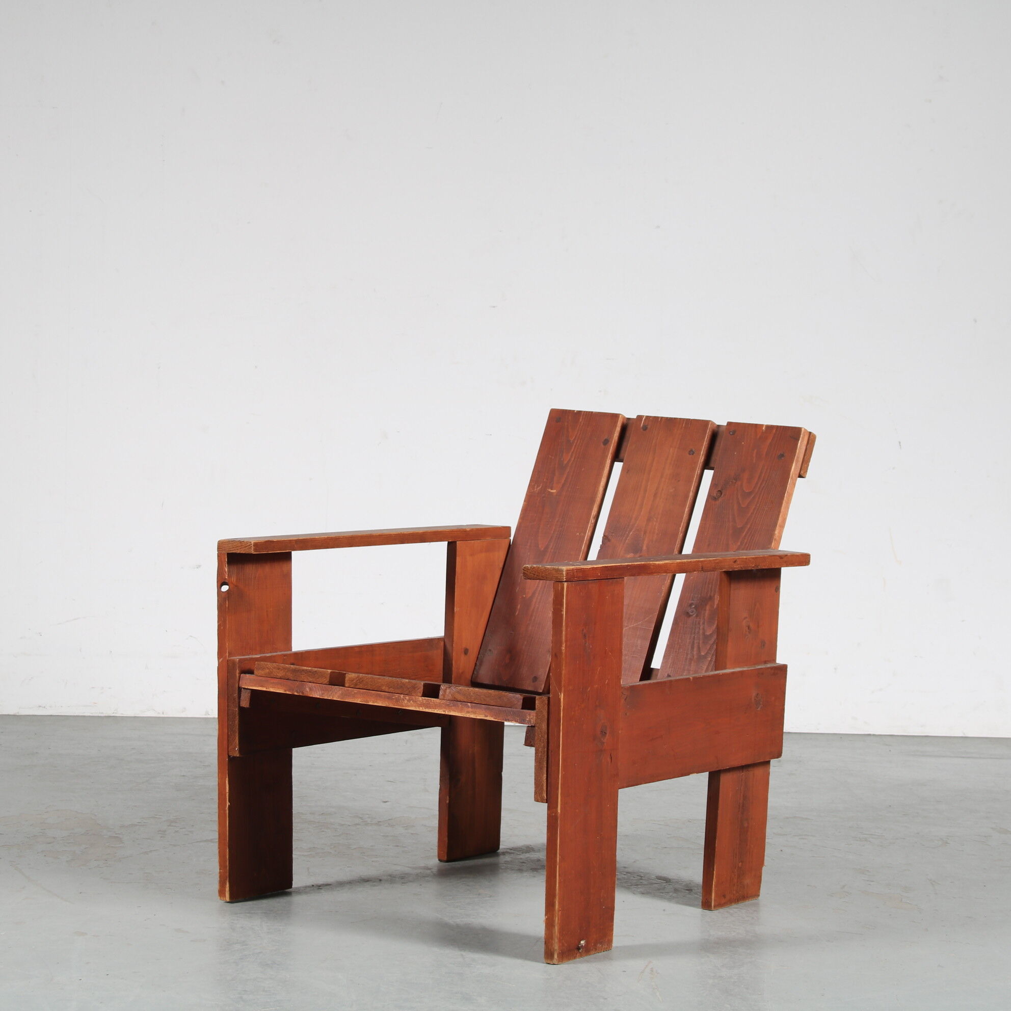 1960s Pine wooden “Crate” char from the Netherlands
