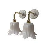 Pair of white tulip wall sconces