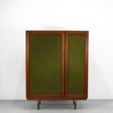 Armoire italienne vintage en teck et velours, années 1960