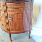 Louis xvi period half-moon marquetry chest of drawers restored marble bronze 3 drawers