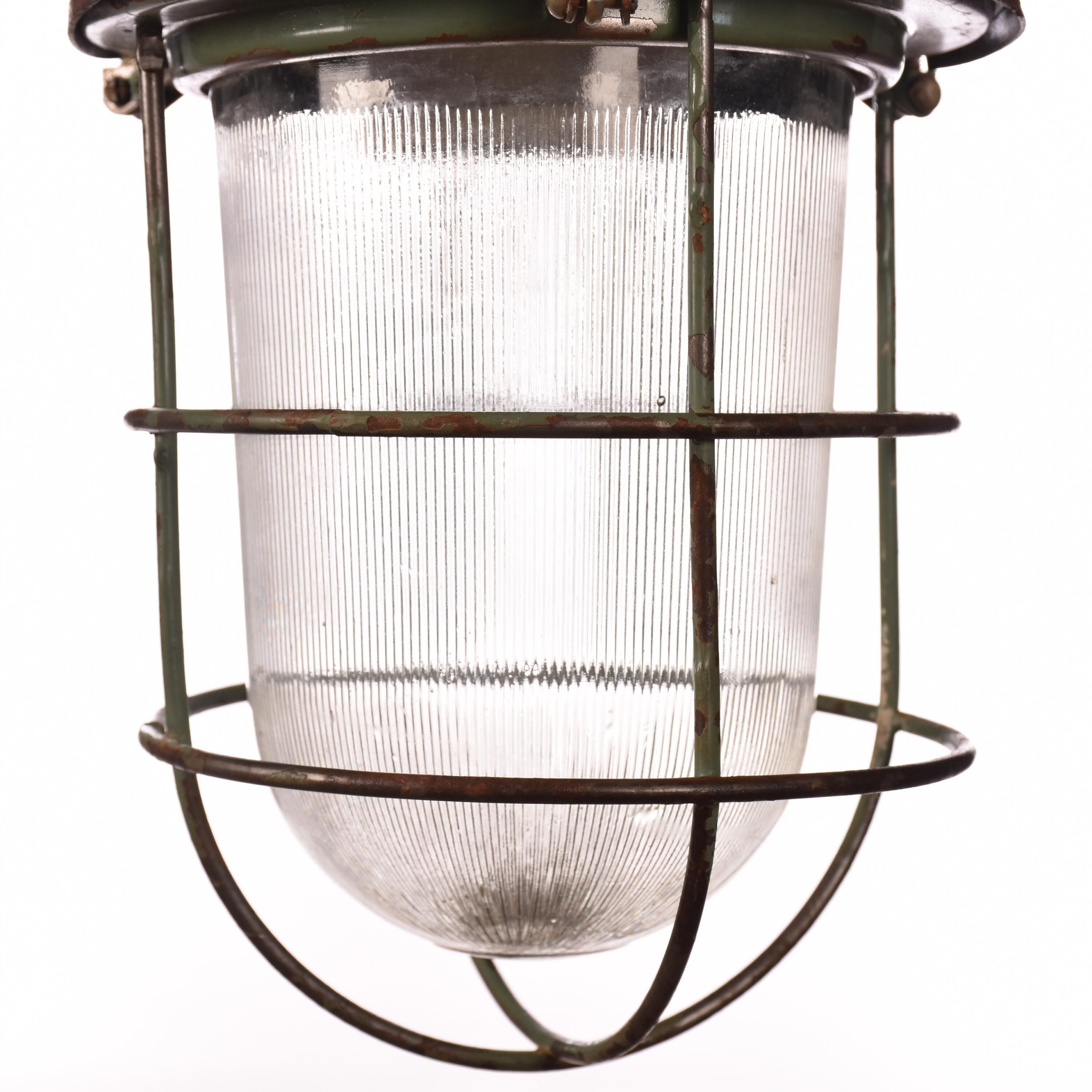 Industrial cage lamp green