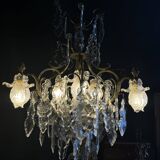 19th Century Cage Chandelier in Crystal and Gilded Bronze (Good Quality)