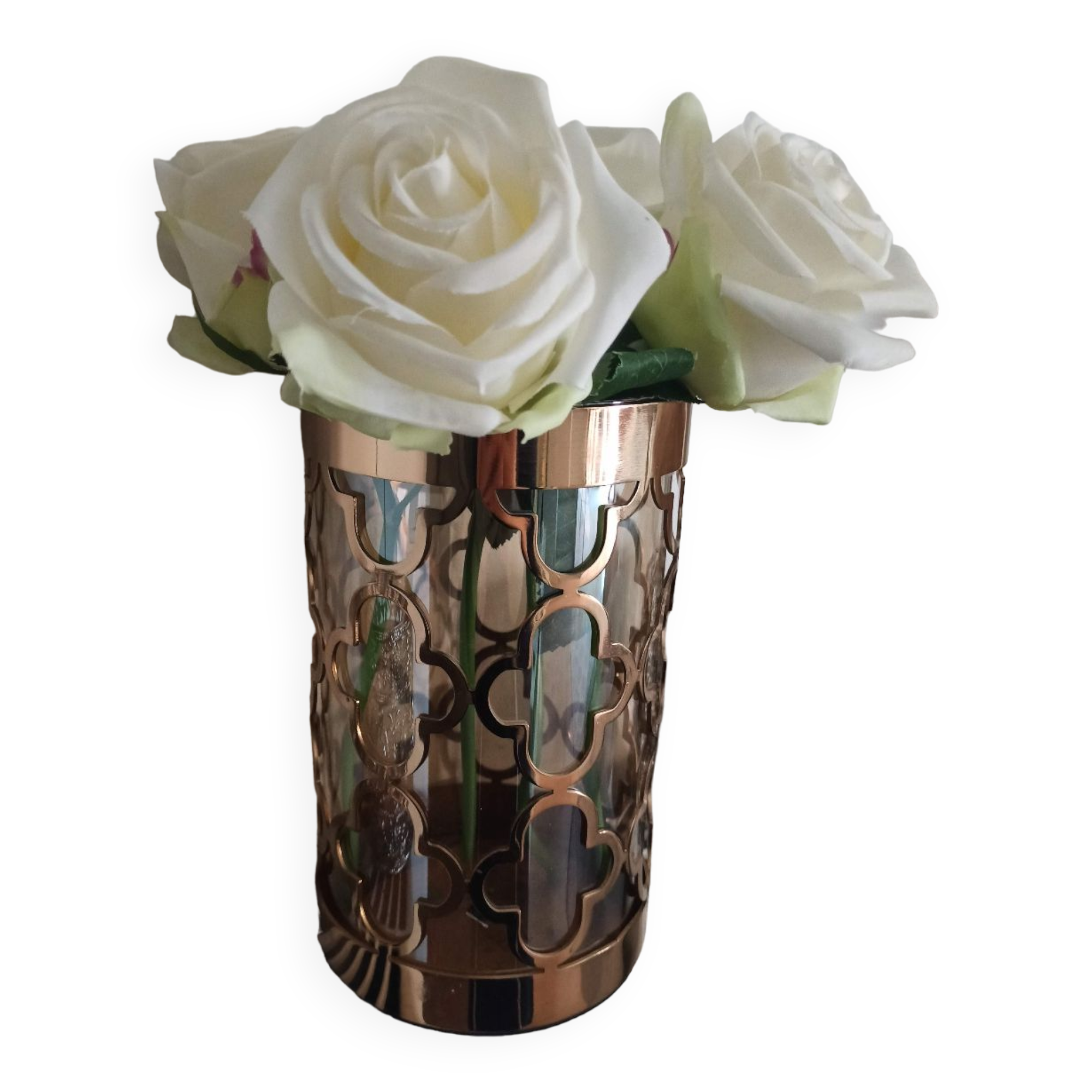 Quatrefoil gold metal vase