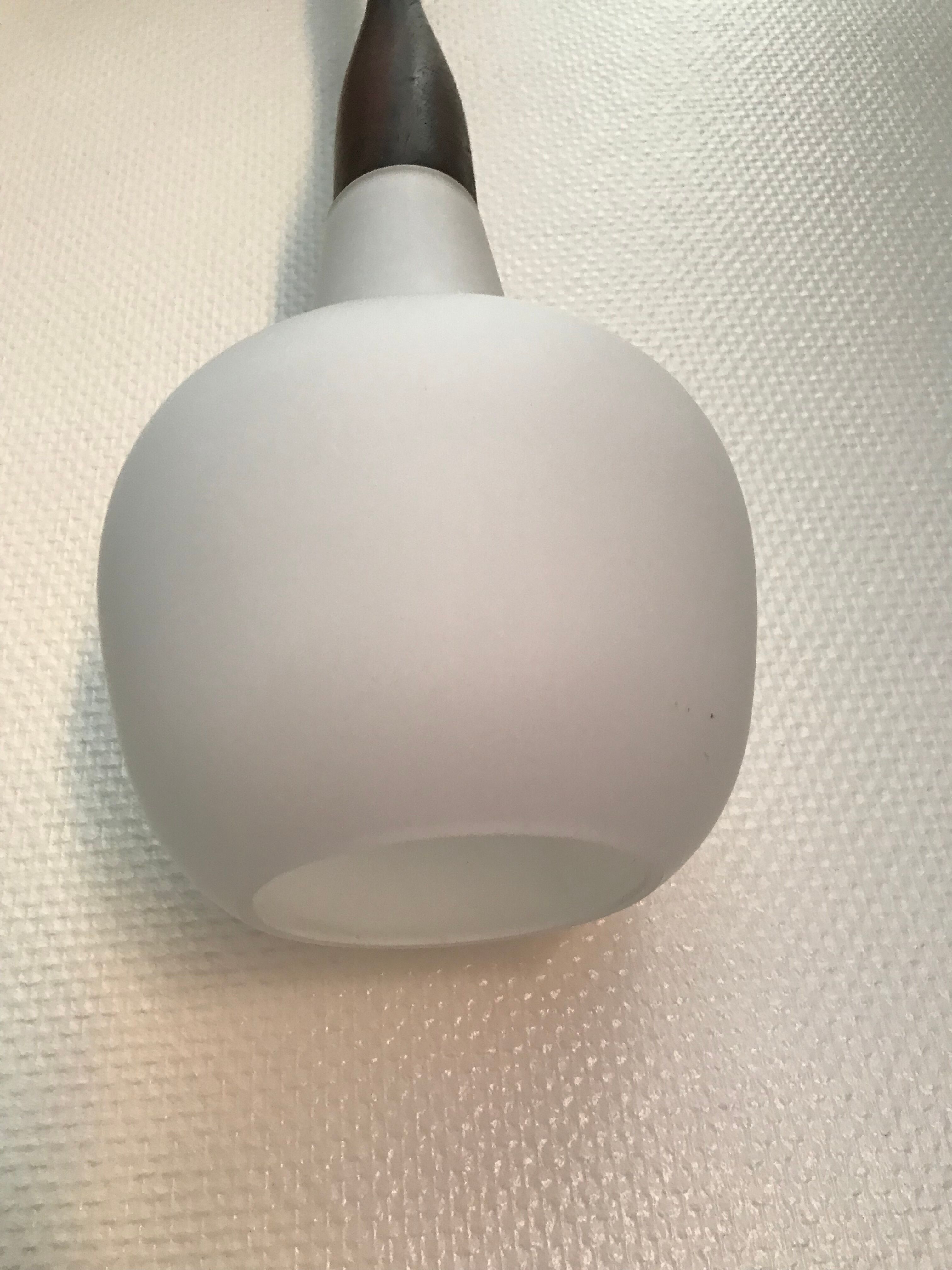 Teak and opaline chandelier Rispal