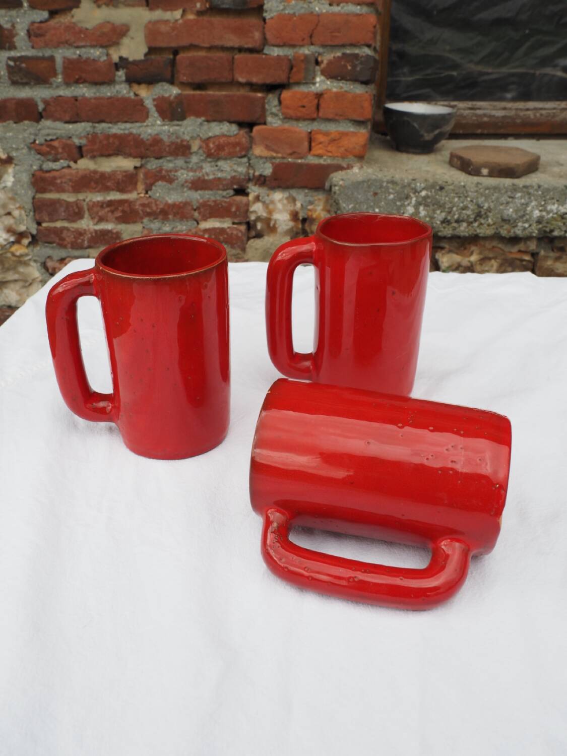 3 large mugs (tankards) from Vallauris, 1970s