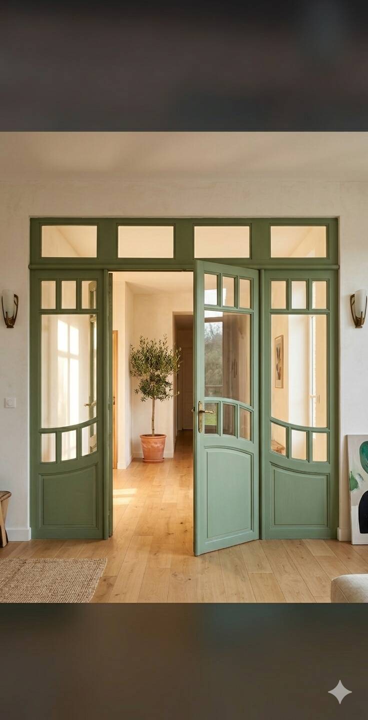 4 Art Nouveau partition doors + transom