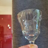 12 crystal wine glasses engraved with floral patterns